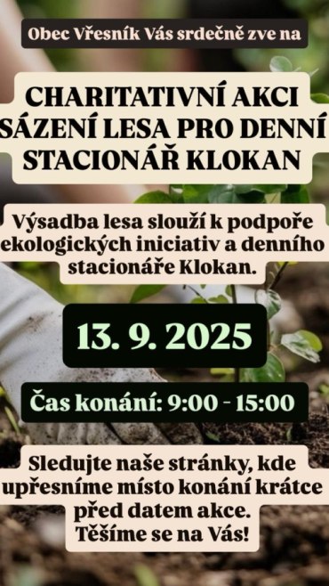 Charitativní akce na Vřesníku! 13.9.2025